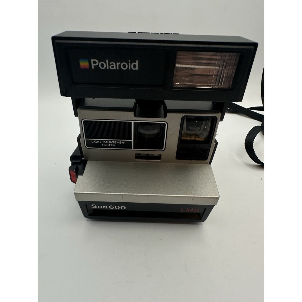 Polaroid Sun600 LMS Instant Camera Black Silver Vintage Photography With Case